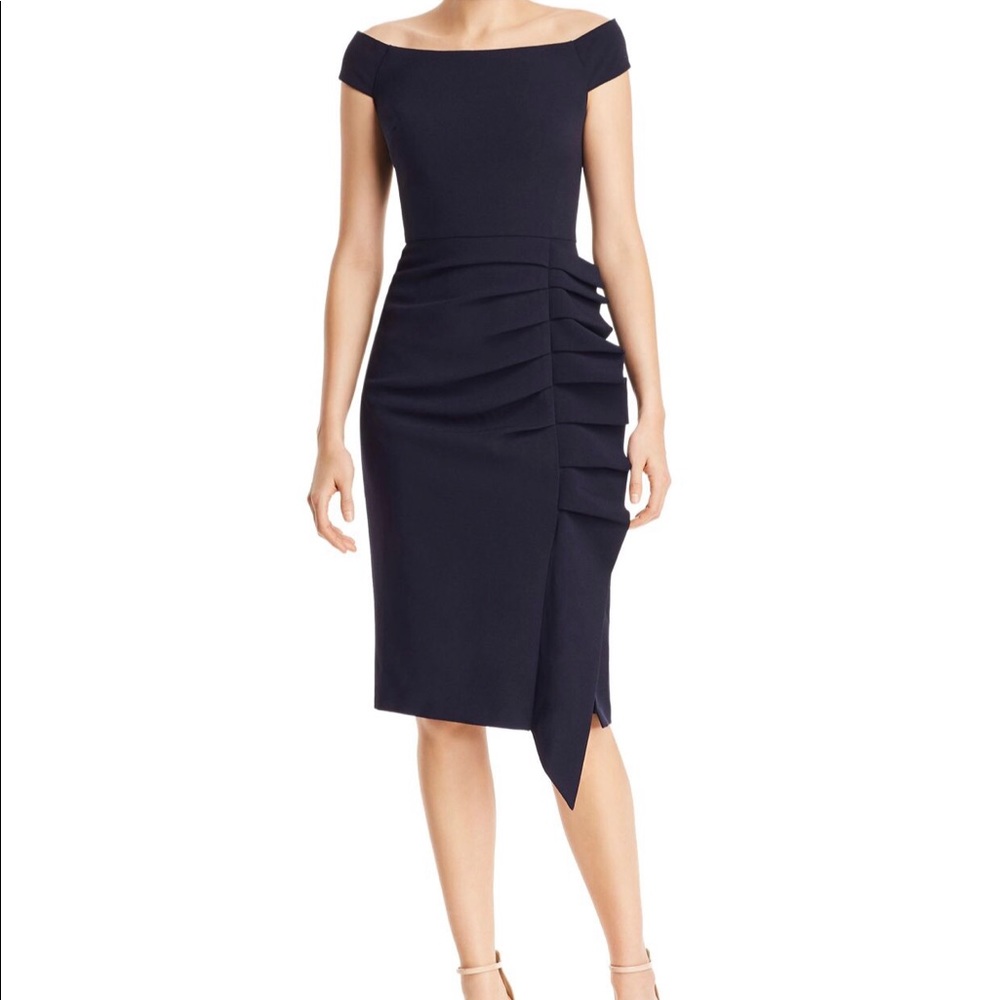 HP! Eliza J Off the Shoulders Navy Dress - Picture 2 of 9